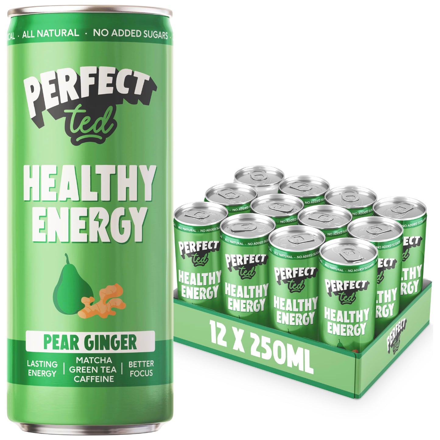 Perfect Ted Matcha Energy - Pear Ginger Case 12 x 250ml