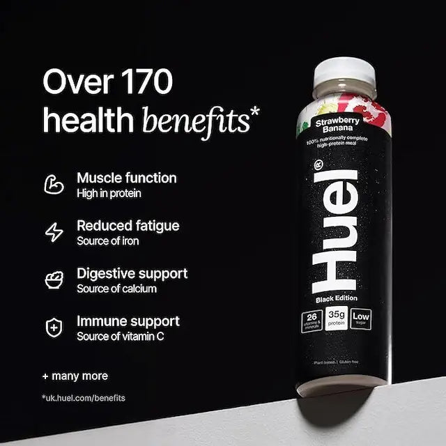 Huel Black Edition RTD Meal Replacement Drink - Strawberry & Banana (500ml) X 8