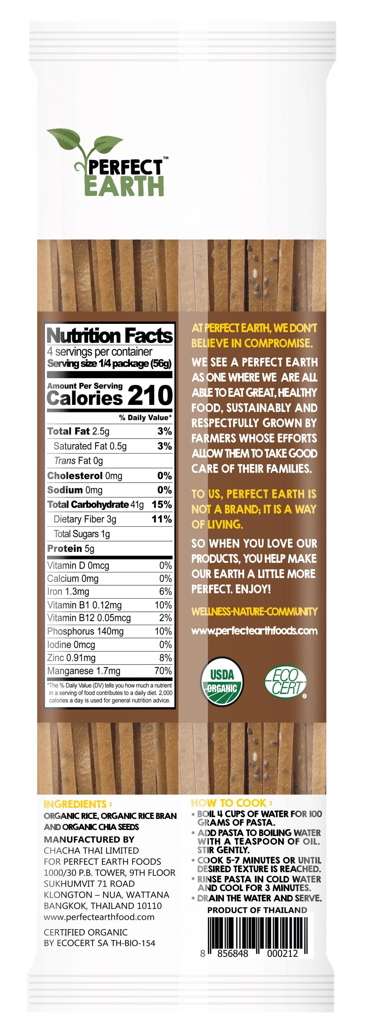 Perfect Earth - Organic Gluten Free Chia Brown Rice Pasta 225g