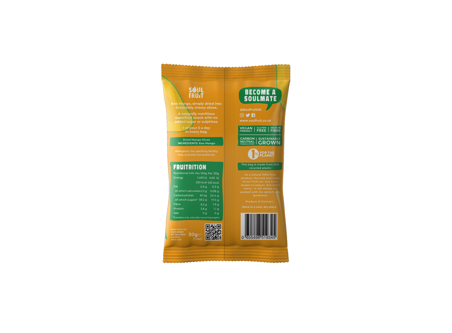 Soul Fruit - Soft Dried Keo Mango Case 10 x 30g
