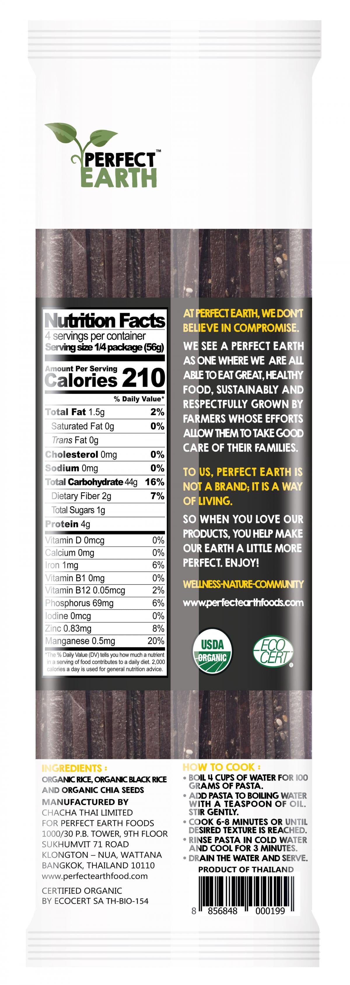 Perfect Earth - Organic Gluten Free Chia Black Rice Pasta 225g
