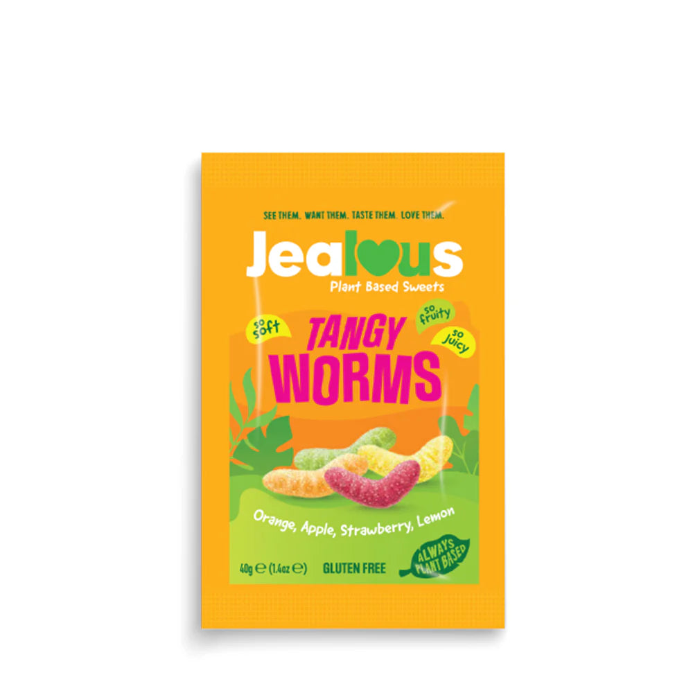 Jealous Sweets - Sour Tangy Worms (Sour Lemon + Sour Apple + Sour Orange + Sour Strawberry) 40g