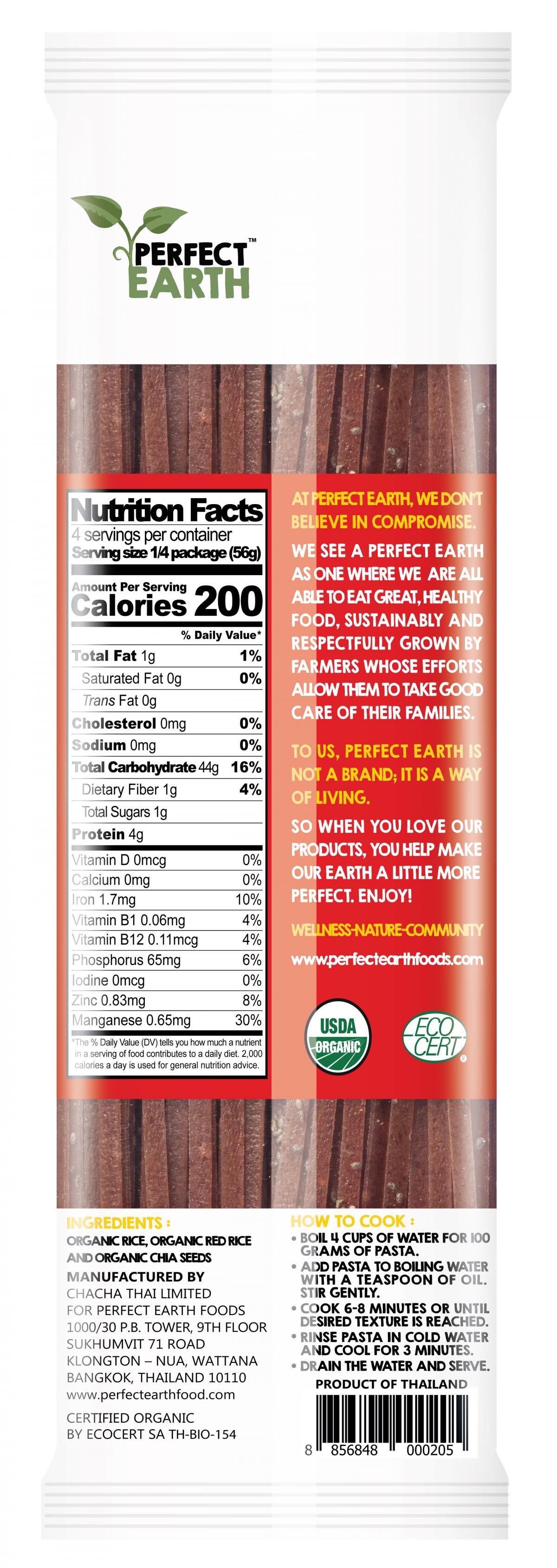 Perfect Earth - Organic Gluten Free Chia Red Rice Pasta 225g