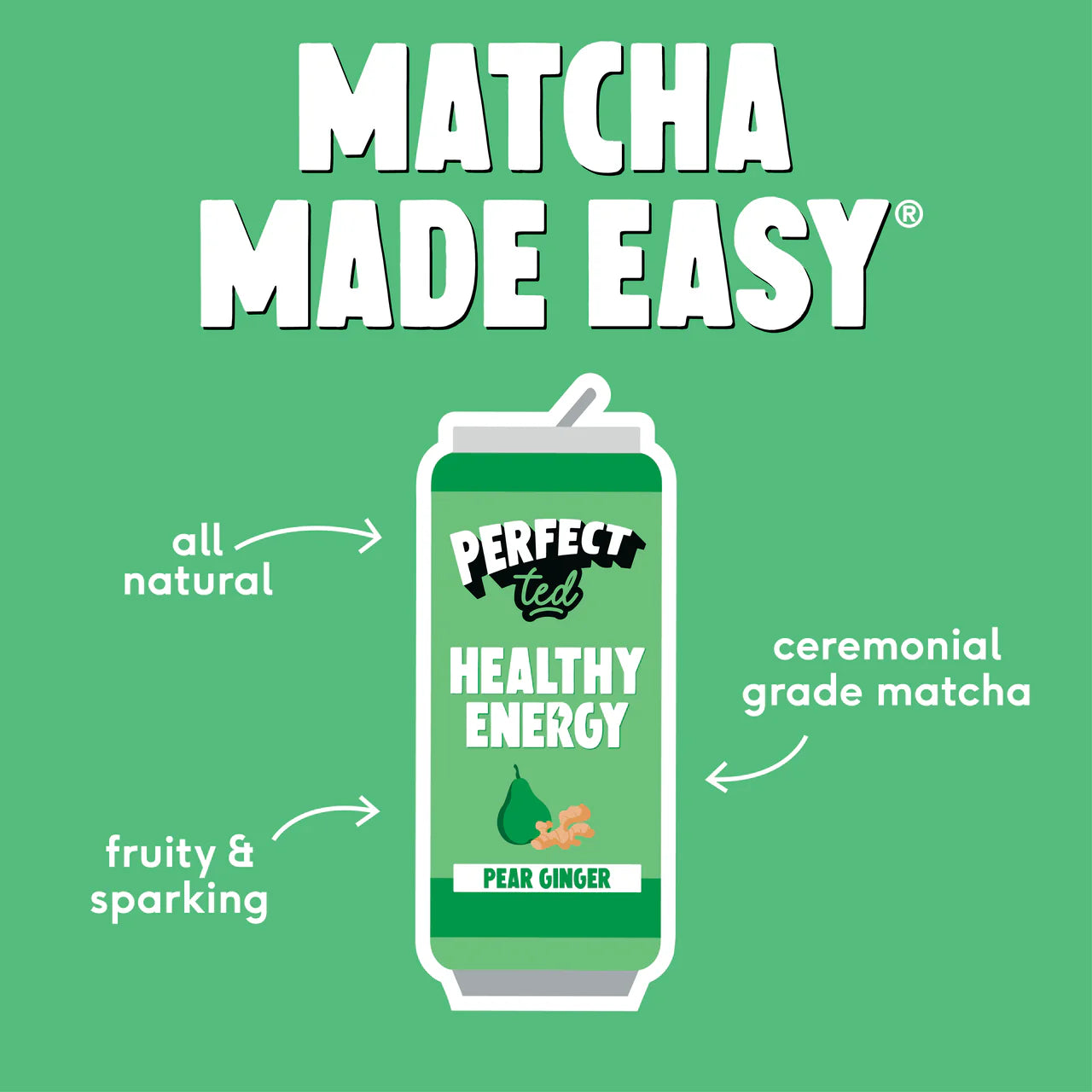 Perfect Ted Matcha Energy - Pear Ginger Case 12 x 250ml