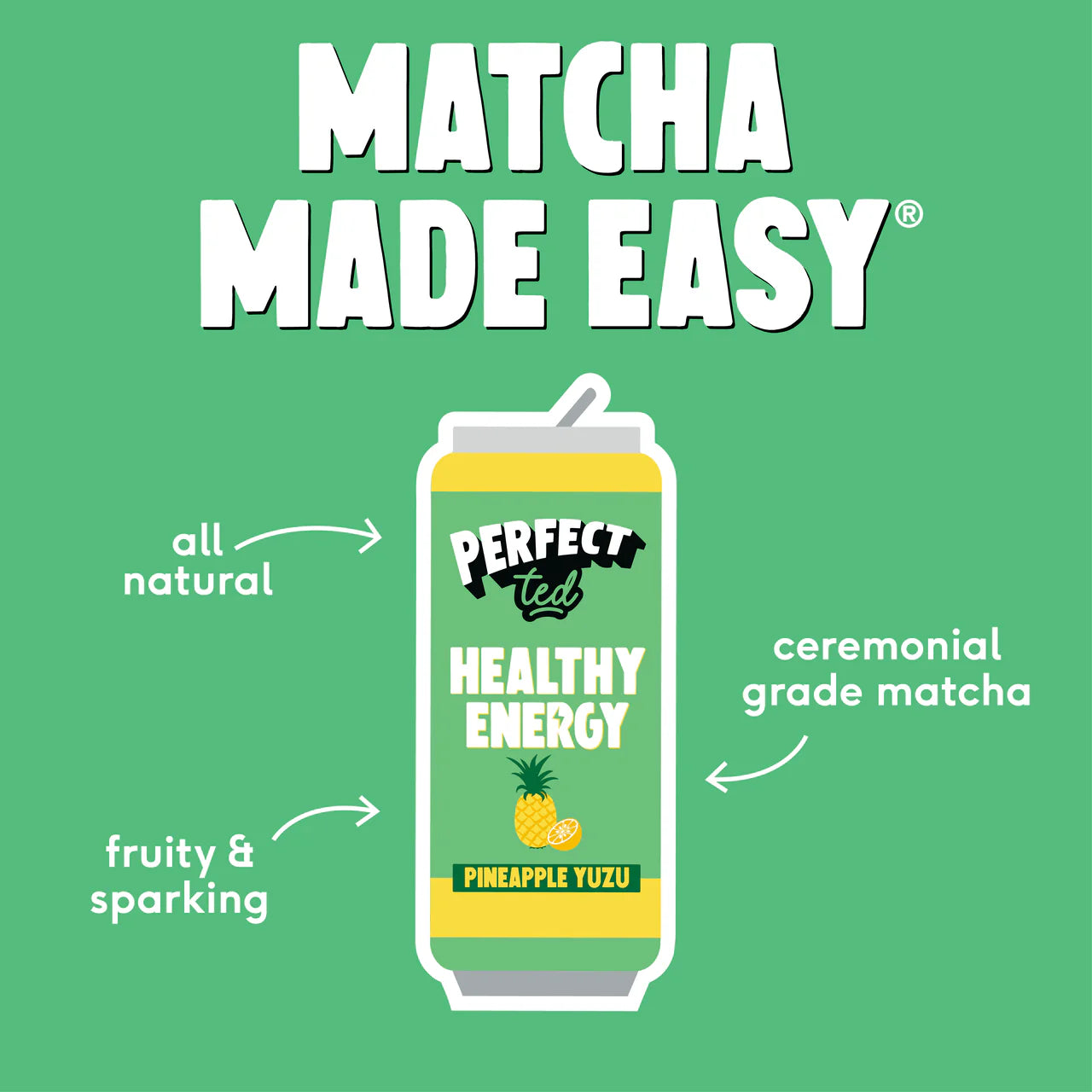 Perfect Ted Matcha Energy - Pineapple Yuzu Case 12 x 250ml