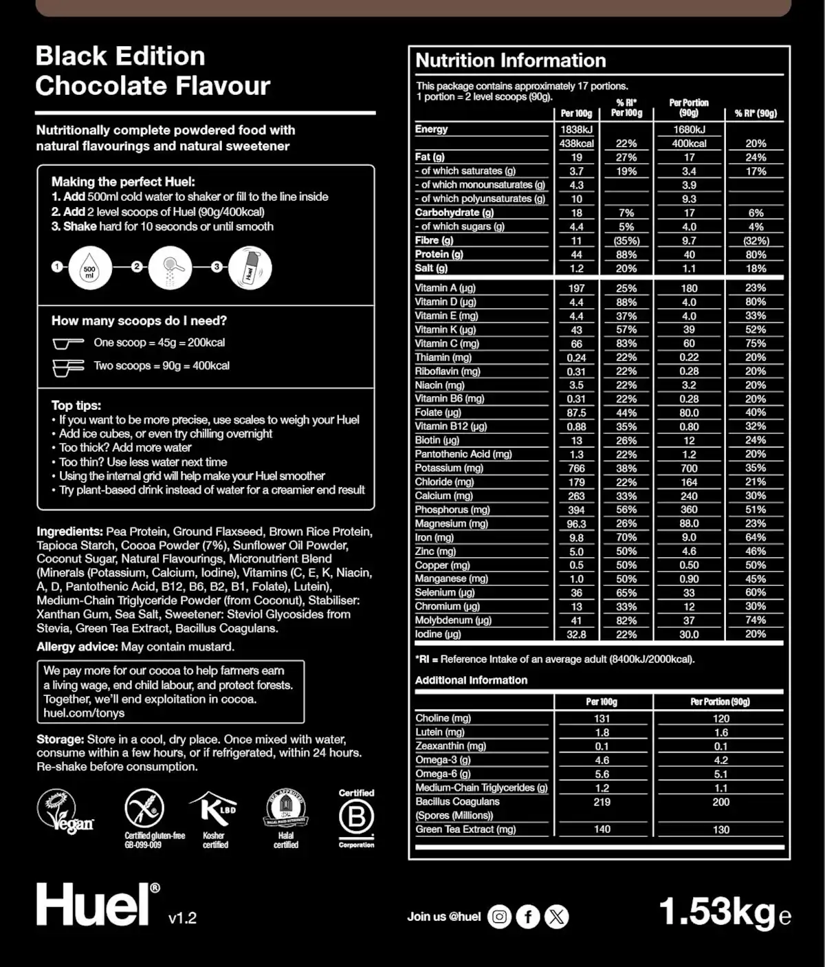 Huel - Black Edition Nutritionally Complete High-protein complete meal (Chocolate)