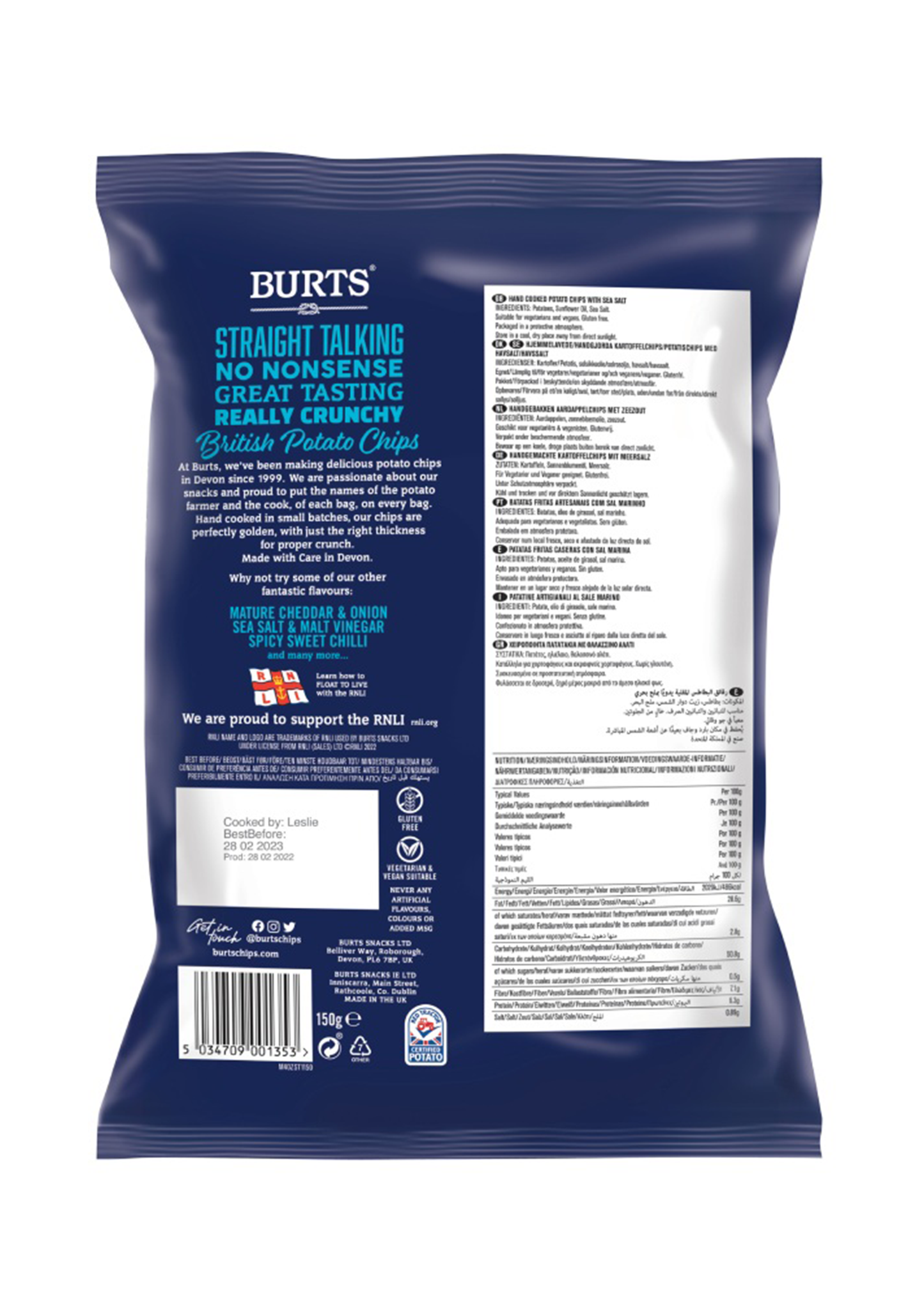 Burts - 淡海鹽手工薯片 150g