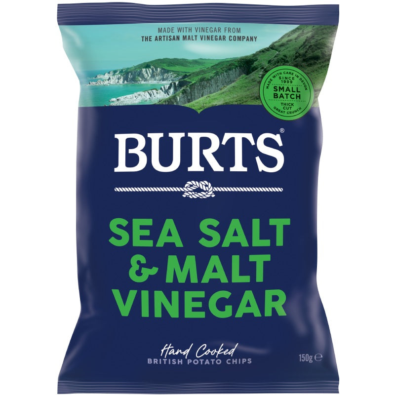 Burts - Sea Salt & Malt Vinegar Hand-Cooked Chips 150g