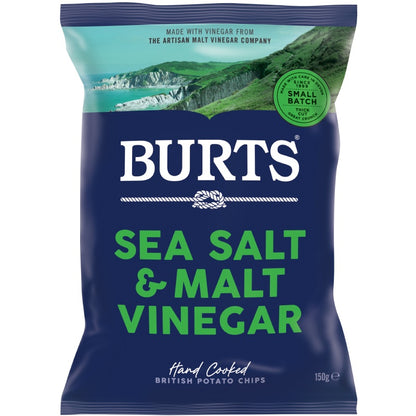 Burts - Sea Salt & Malt Vinegar Hand-Cooked Chips 150g