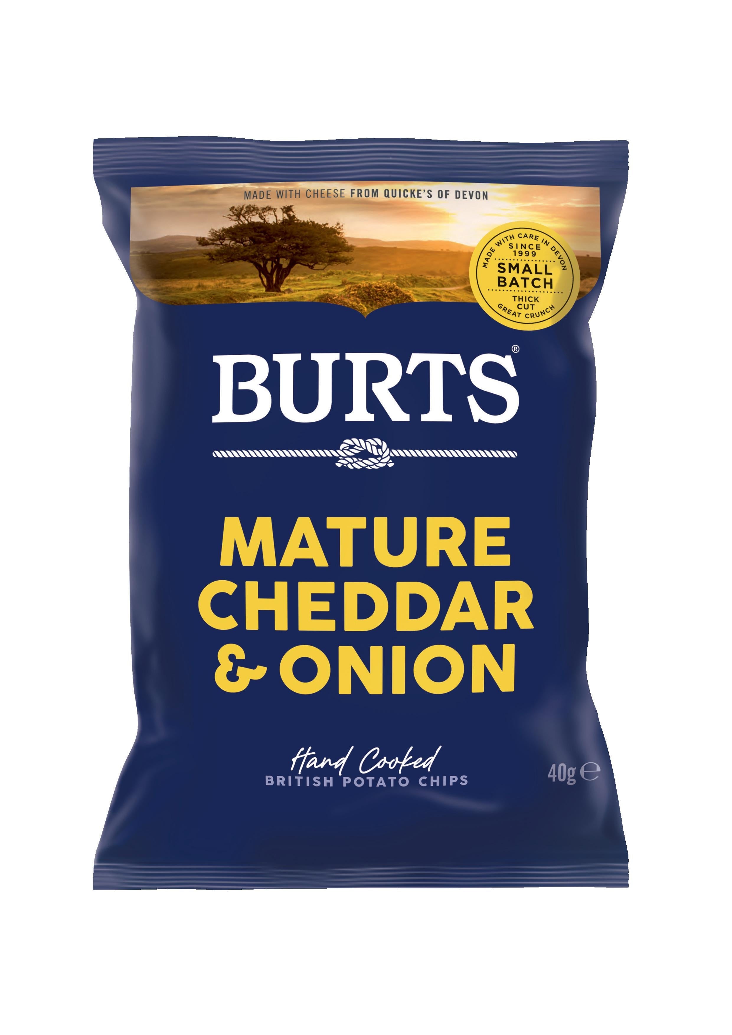 Burts Mature Cheddar & Onion 40g pack front