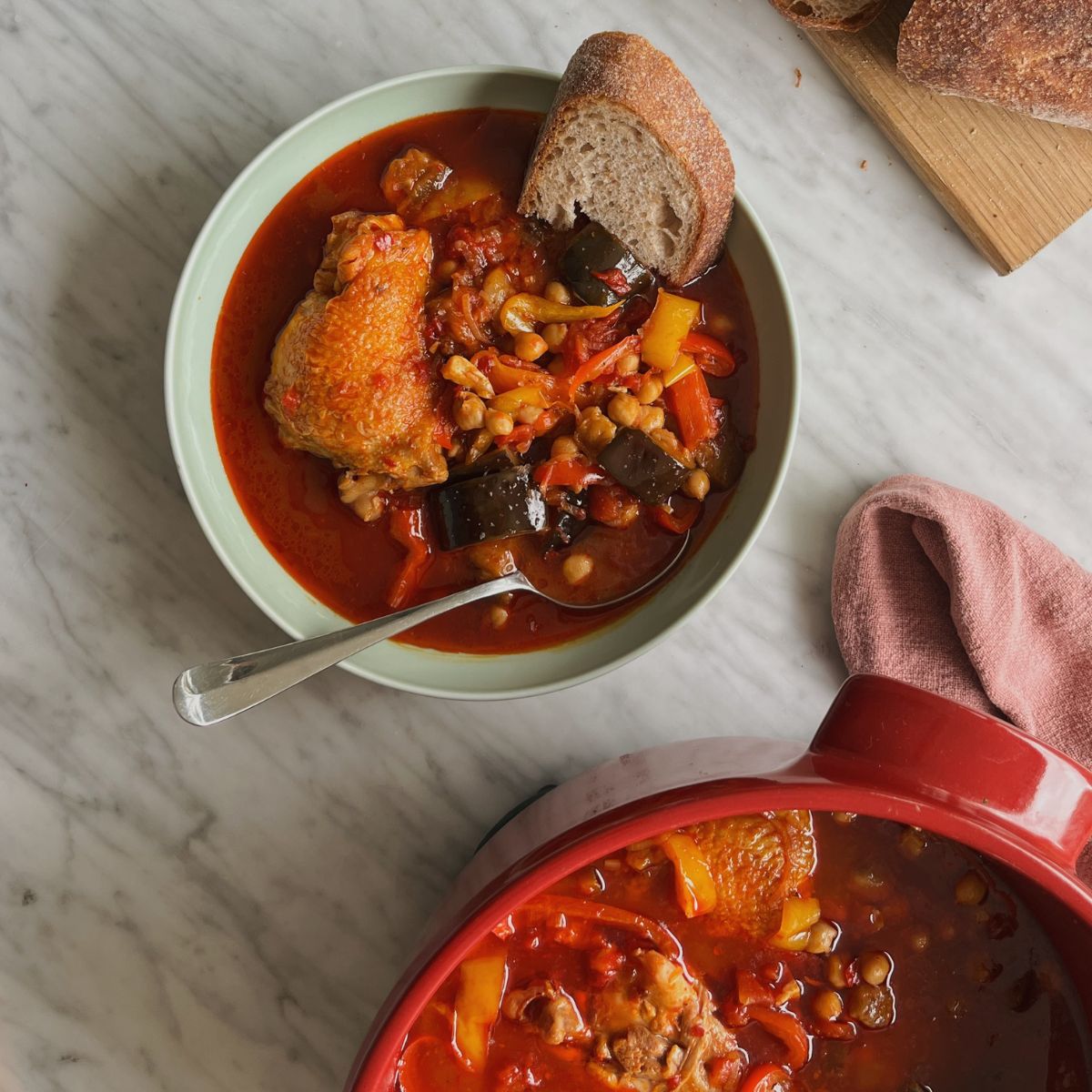 Chicken stew made with chicken bone broth