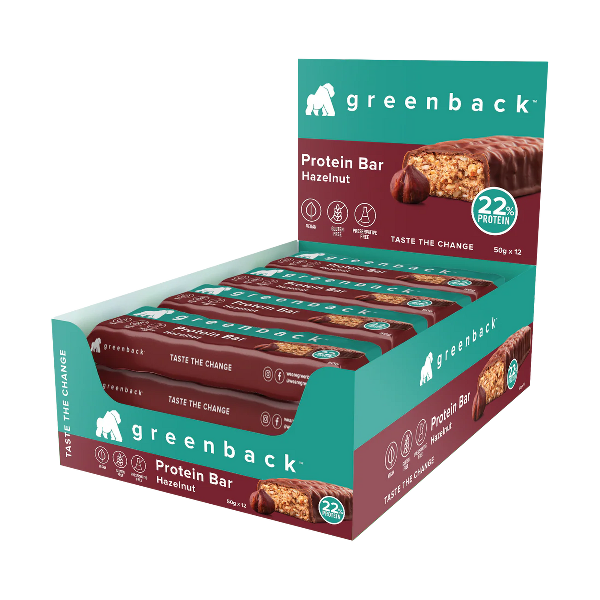 Greenback Plant-based Hazelnut Protein Bar 50g