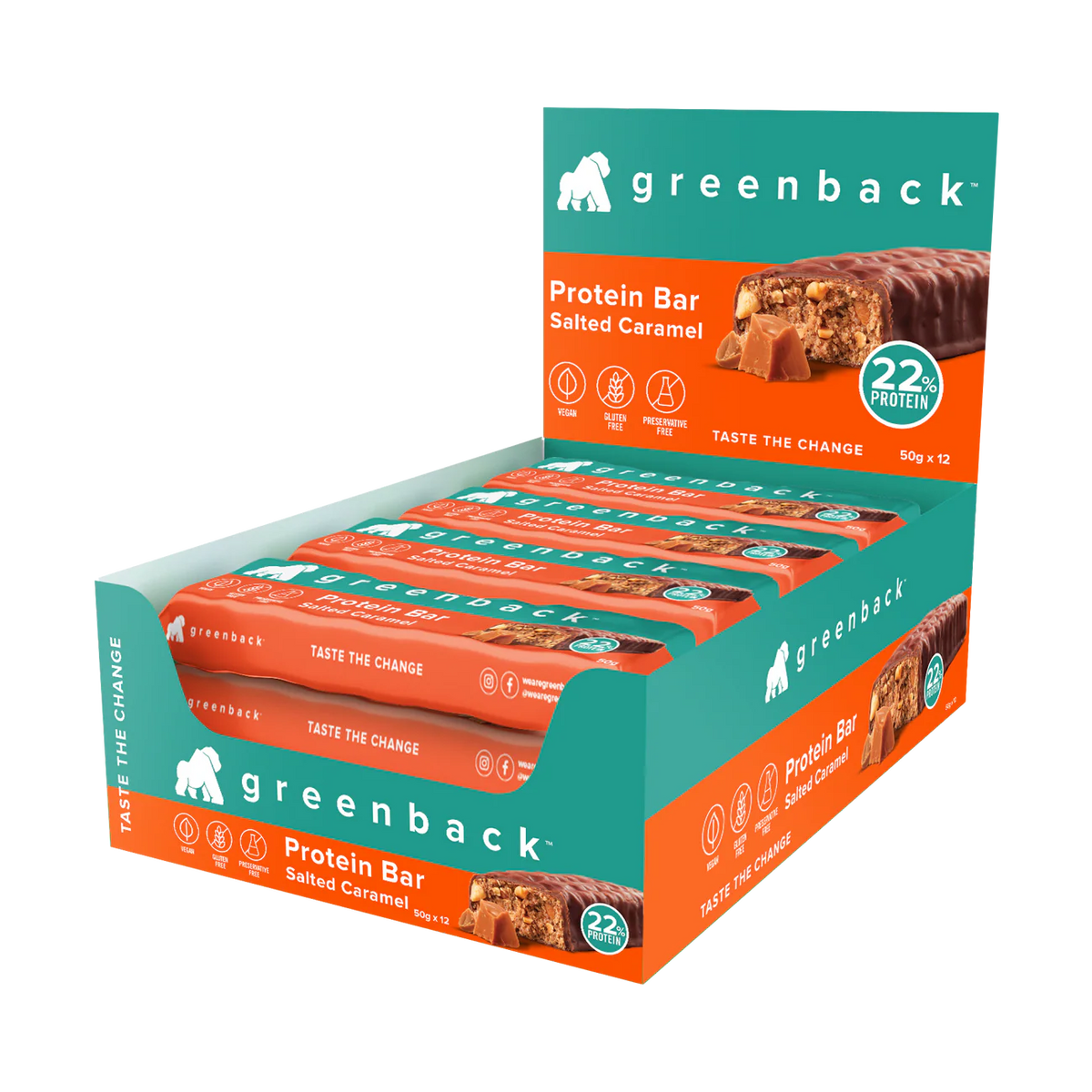 Greenback Plant-based Salted Caramel Protein Bar 50g