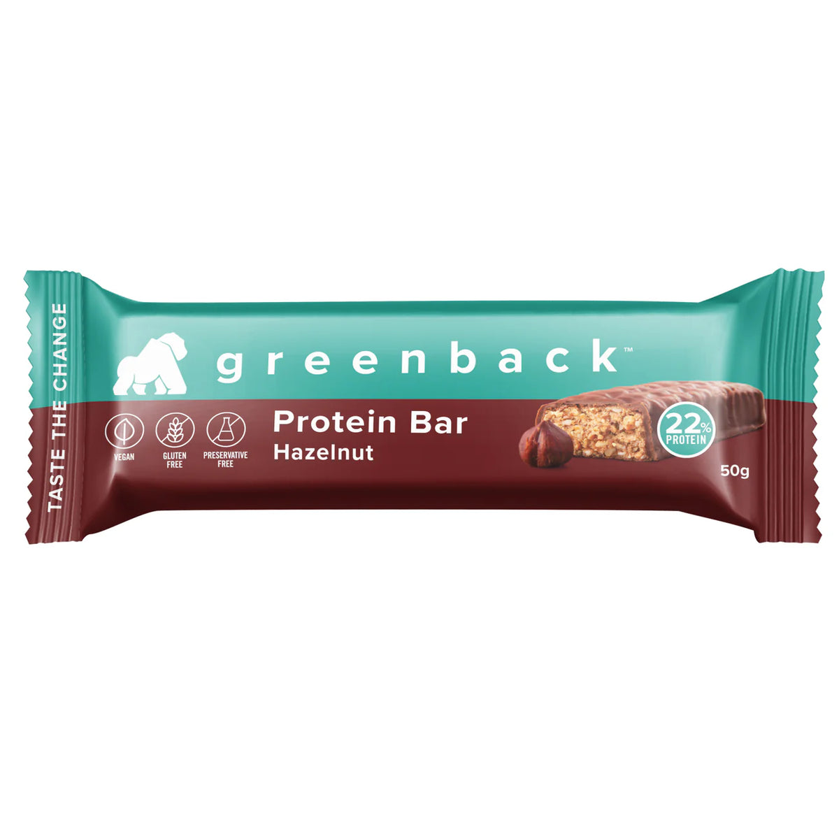 Greenback Plant-based Hazelnut Protein Bar 50g