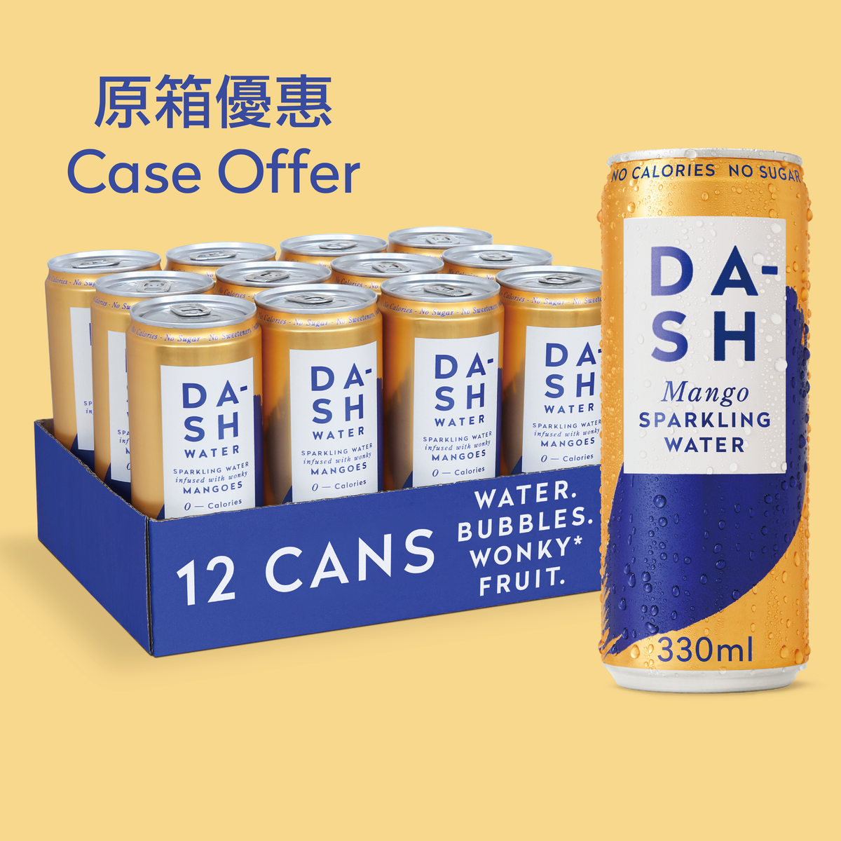 Dash Water - Mango Sparkling Water Case 12 x 330 ml