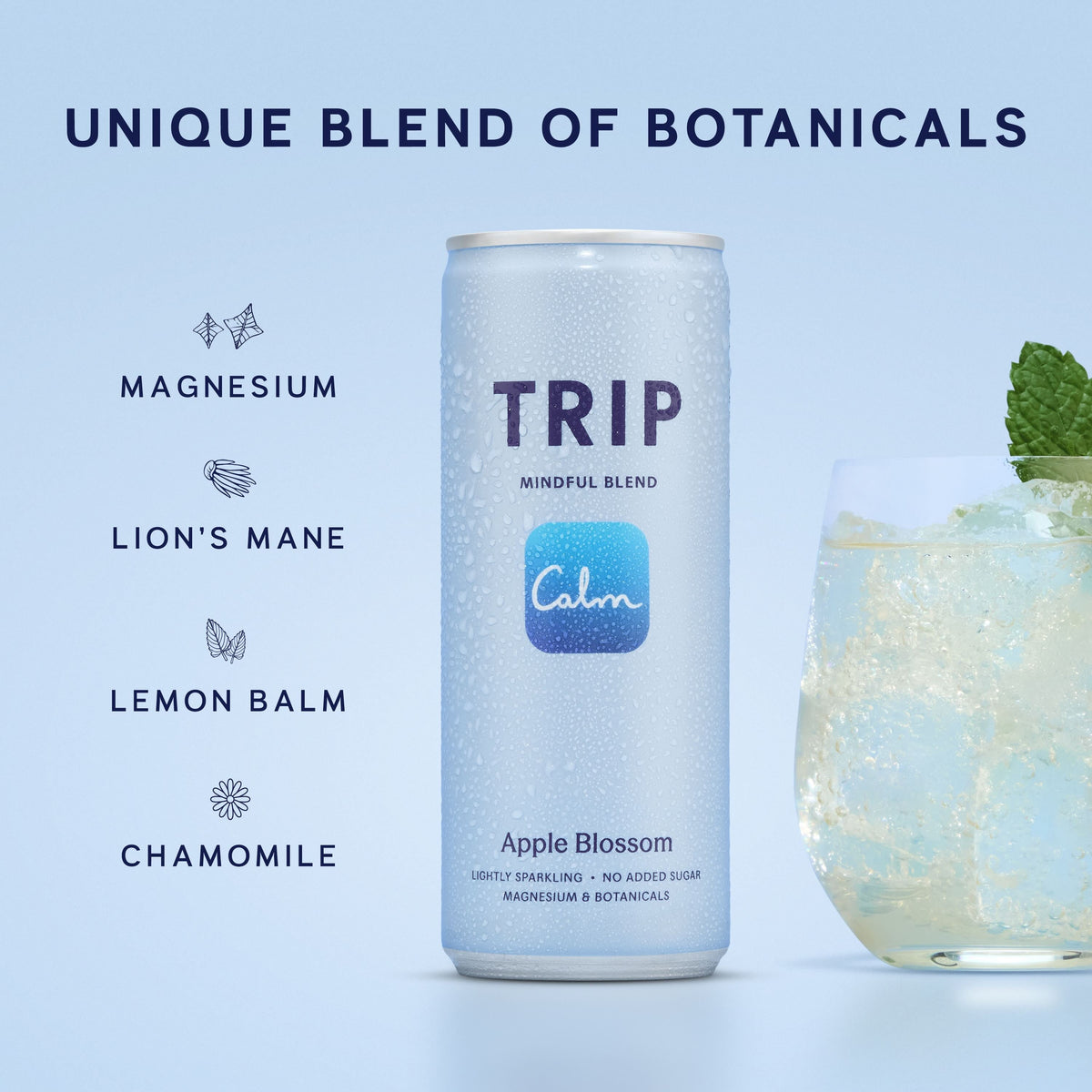 TRIP Apple Blossom Mindful Blend served over ice