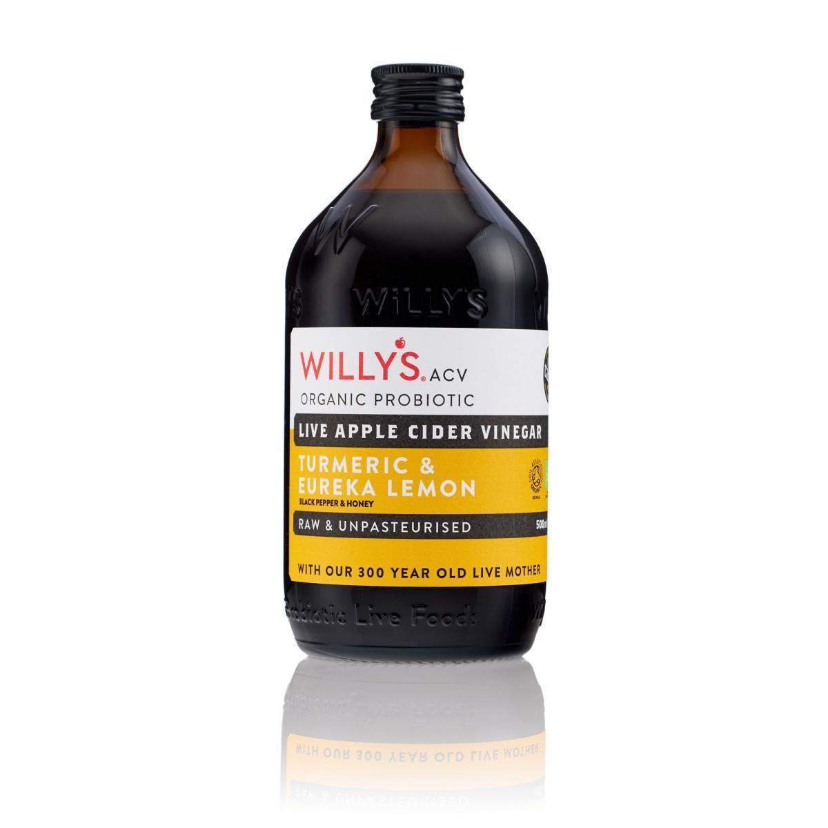 Willy's - Organic Live Turmeric & Black Pepper Apple Cider Vinegar (With Live Mother) 500ml
