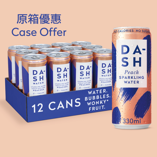 Dash Water - Peach Sparkling Water Case 12 x 330 ml