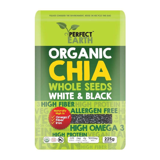 Perfect Earth - Organic Gluten Free Chia Whole Seeds White & Black 225g