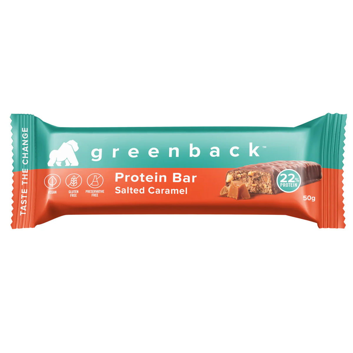 Greenback Plant-based Salted Caramel Protein Bar 50g