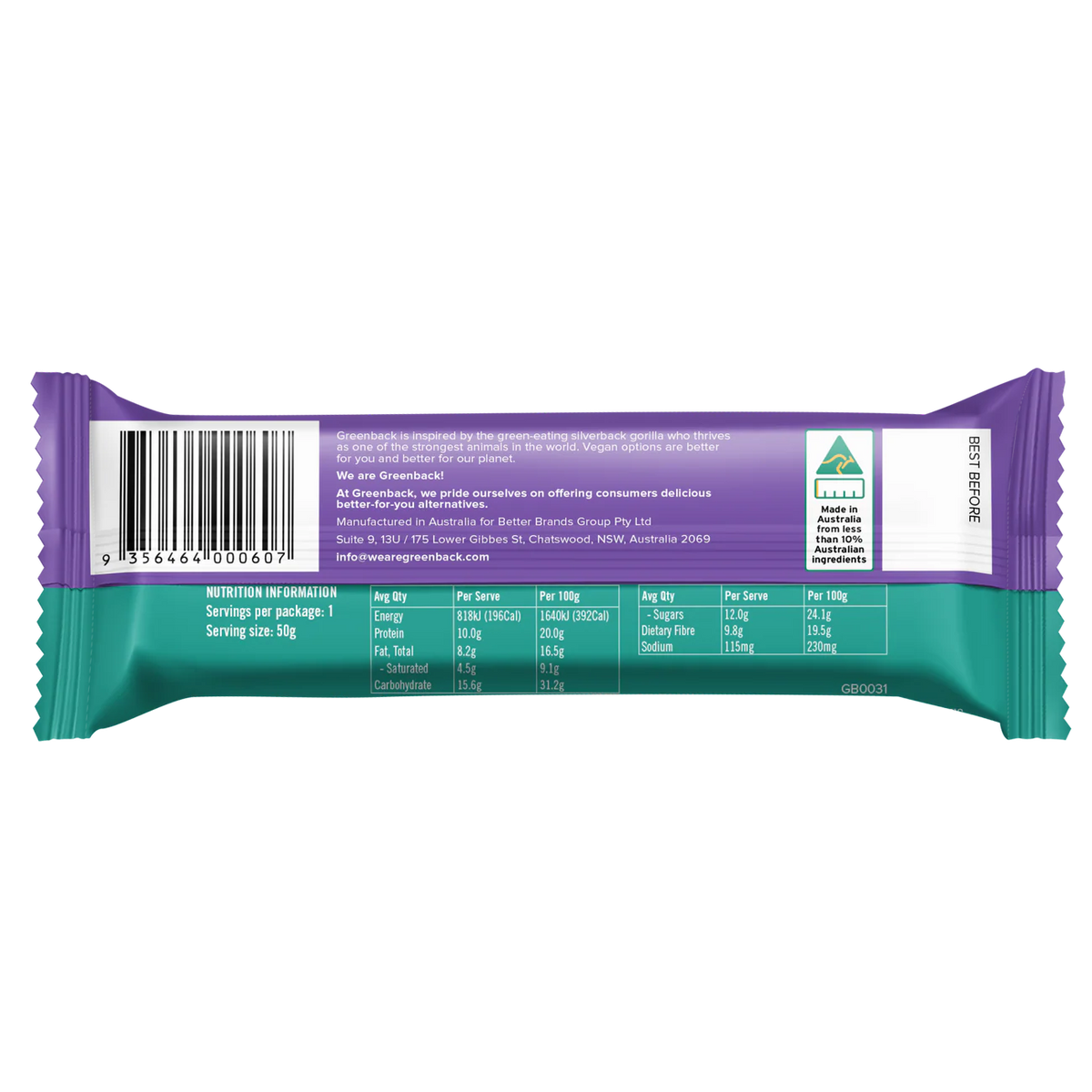 Greenback Triple Choc Protein Bar 50g