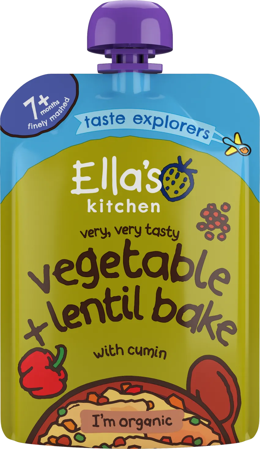 Ella's Kitchen - Very, Very Tasty Vegetable and Lentil Bake with Cumin (130g x 6)