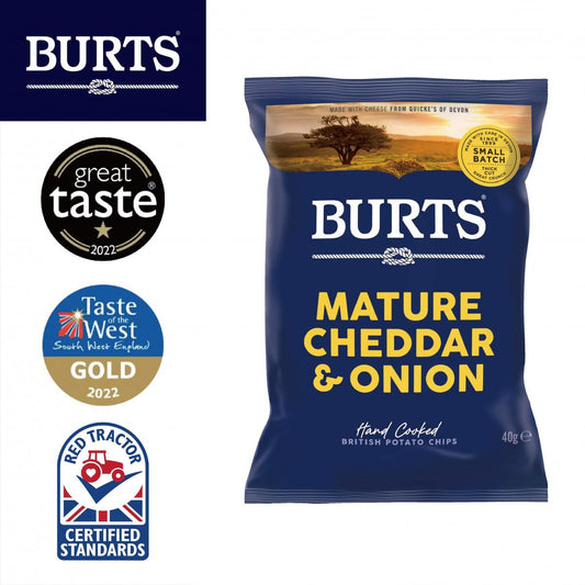Burts - Mature Cheddar & Onion Hand-Cooked Chips 40g