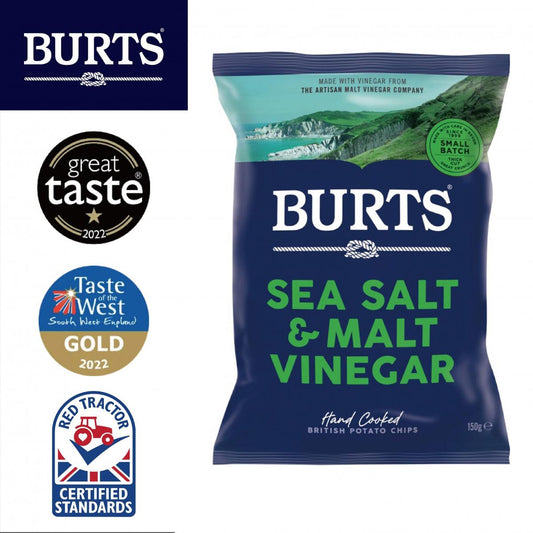 Burts - Sea Salt & Malt Vinegar Hand-Cooked Chips 150g
