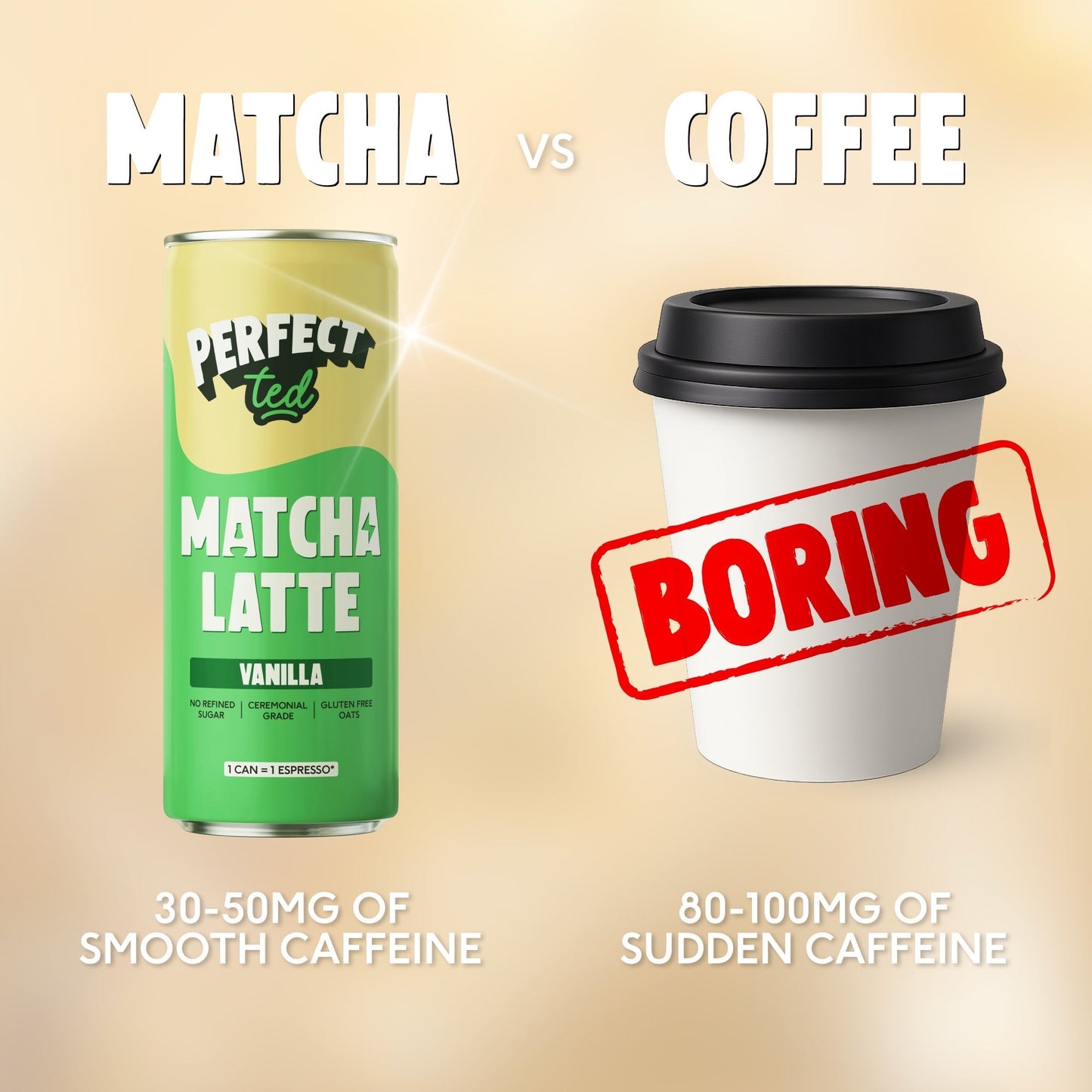 PerfectTed Matcha Latte vs coffee