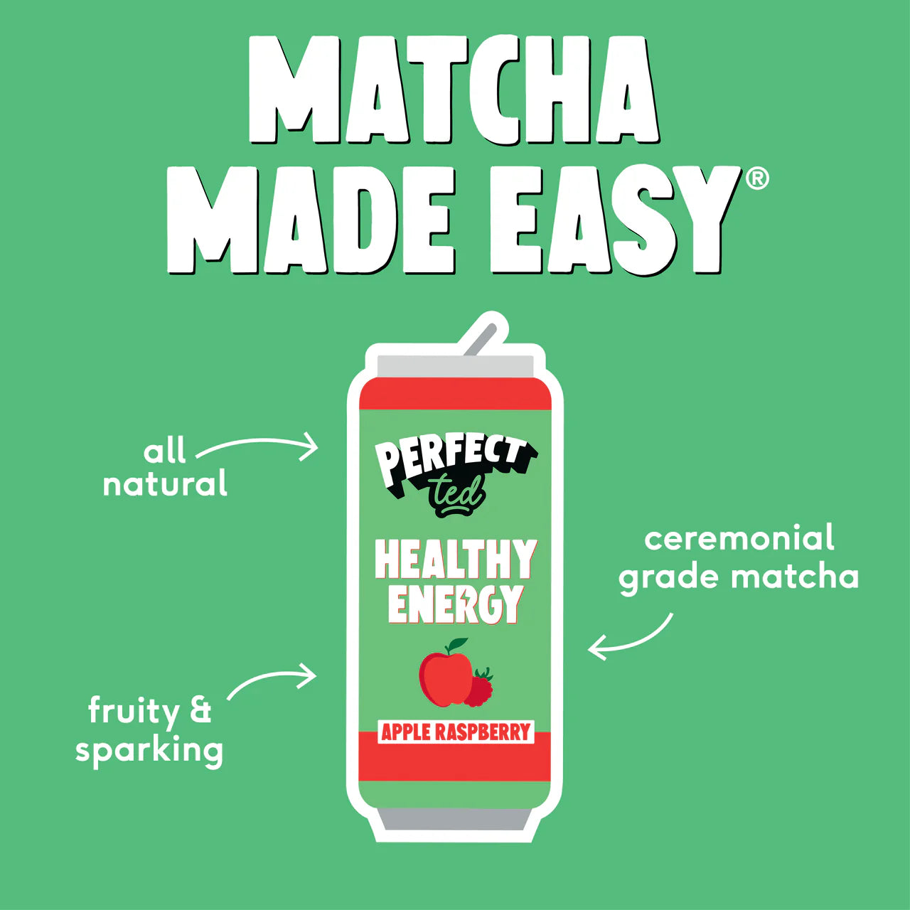 Perfect Ted Matcha Energy - Apple Raspberry Case 12 x 250ml