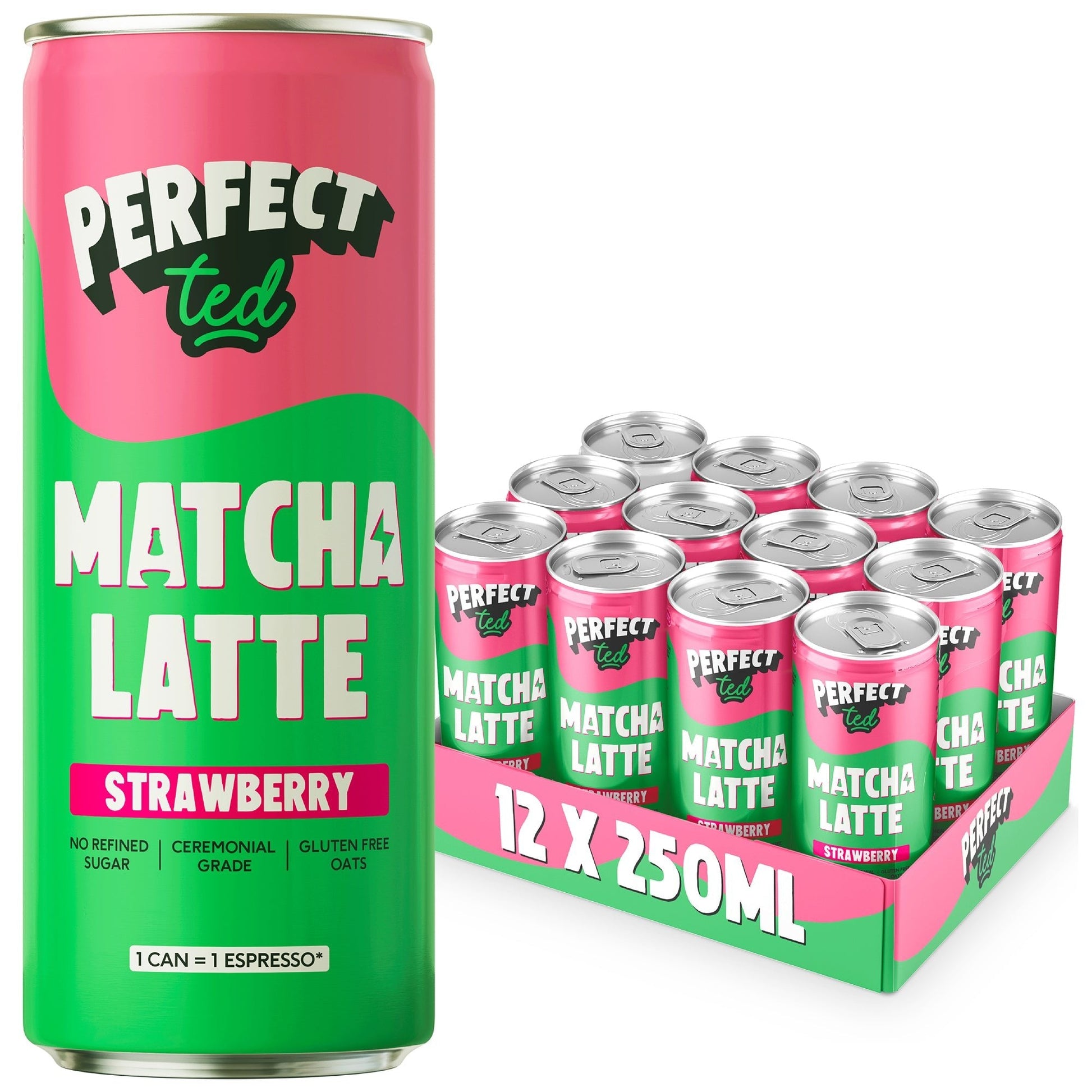 PerfectTed Strawberry Matcha pack of cans