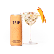 TRIP Tropical Mango Mindful Blend 250ml can with a chilled serving