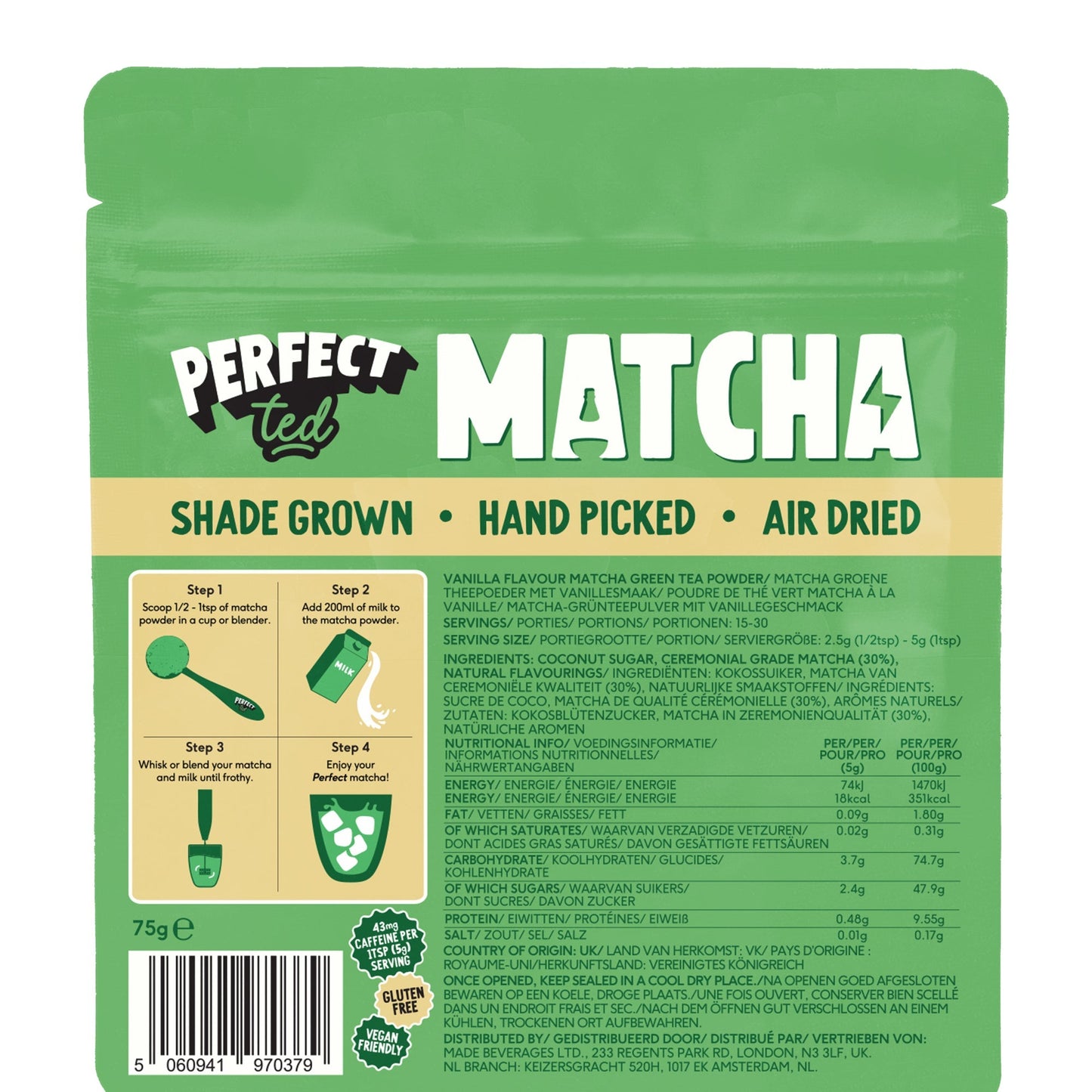PerfectTed Vanilla Matcha pouch back