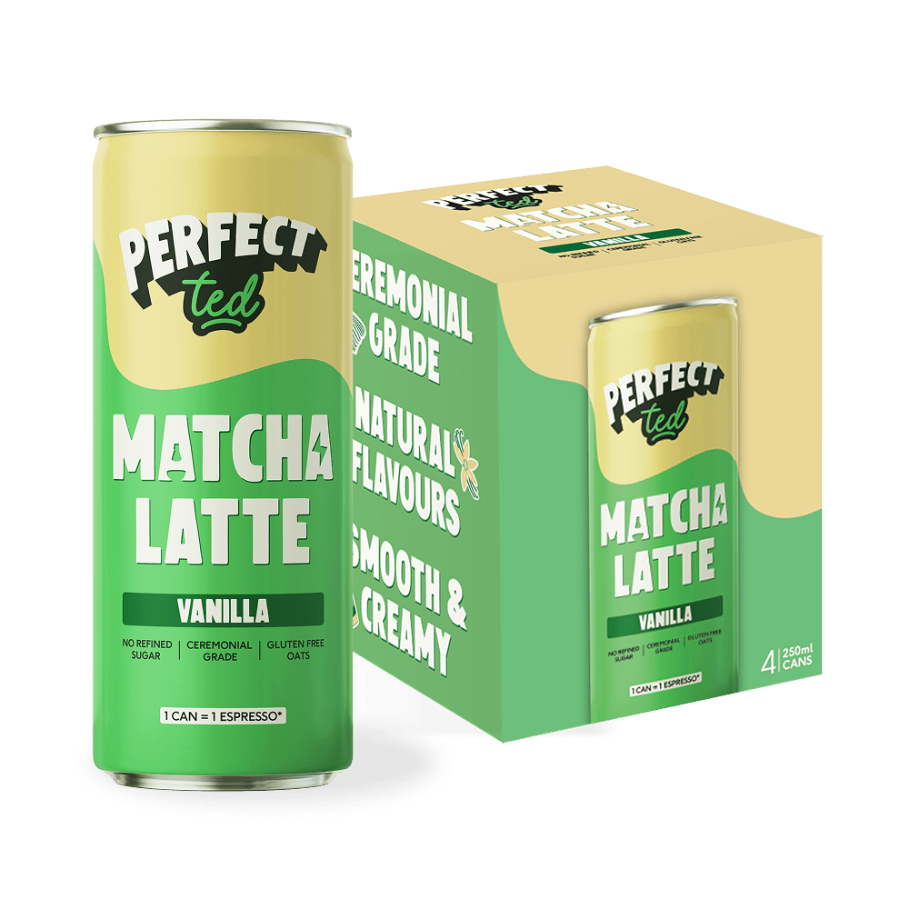 PerfectTed Vanilla Oat Matcha Latte cans pack