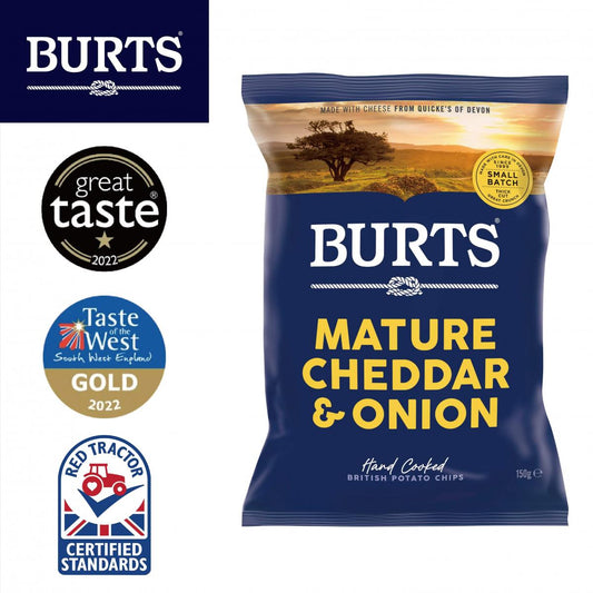 Burts - Mature Cheddar & Onion Hand-Cooked Chips 150g